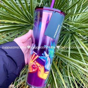 👌NEW💜Starbucks 2021 ASL Holiday Purple Iridescent Hands Holo Cold Cup